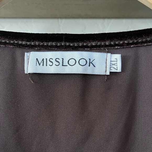 Misslook|Brown Velvet Tunic Top with Floral Embroidered Accent, Size 2x•••Boho - Picture 7 of 11